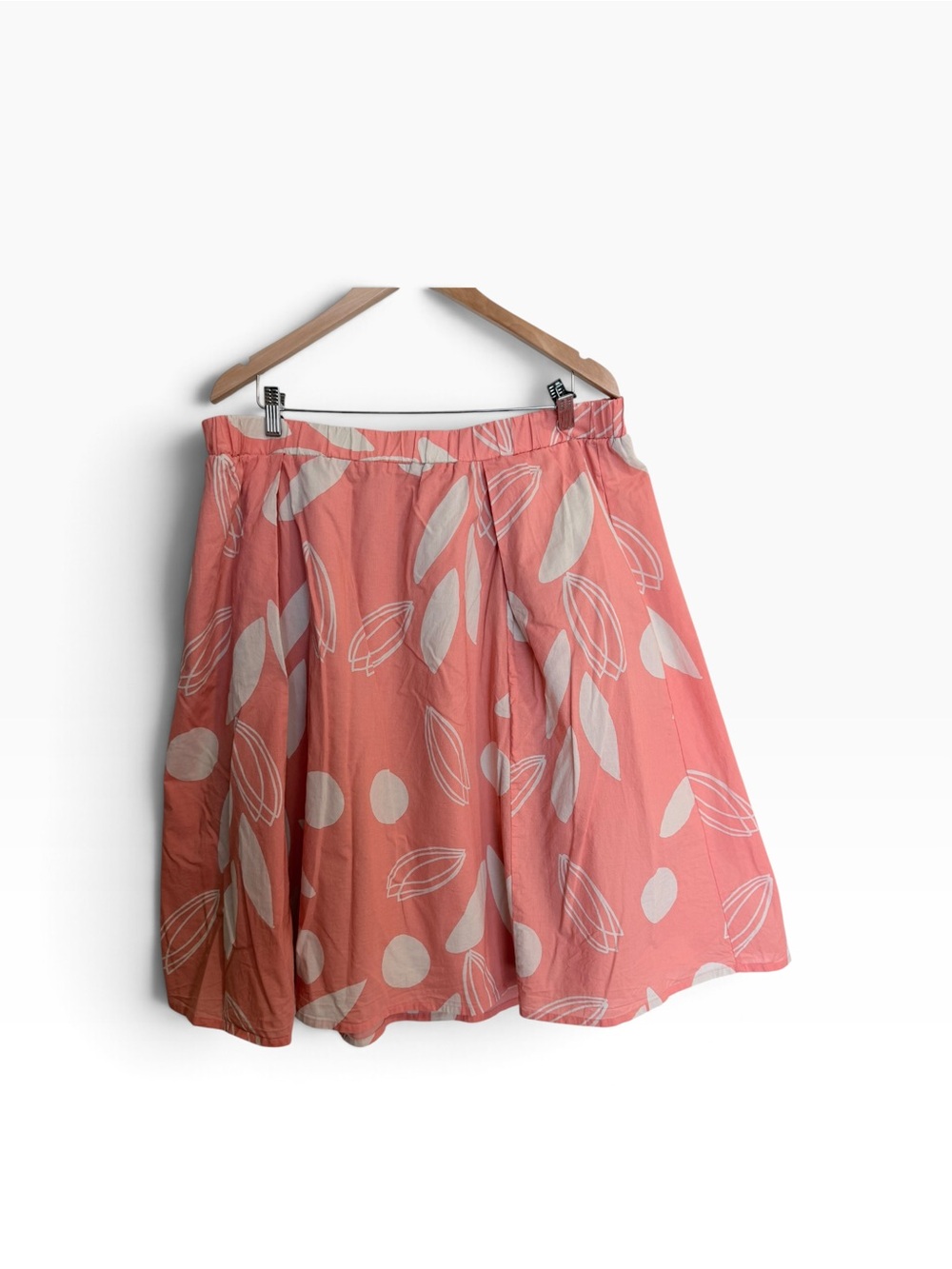 Lane Bryant Coral Pink A-Line Skirt with White Leaf Print
